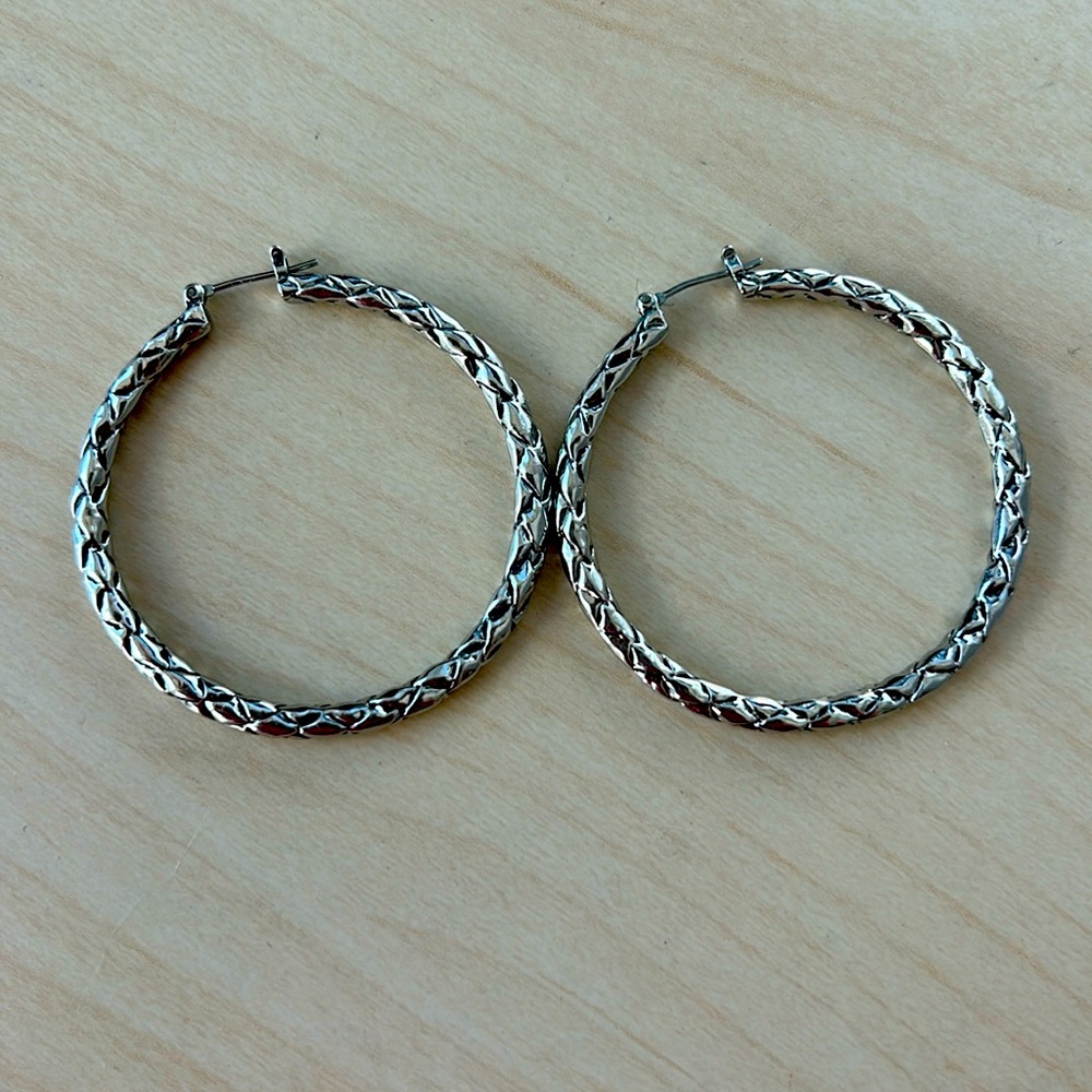 Braided Silver Hoop Earrings